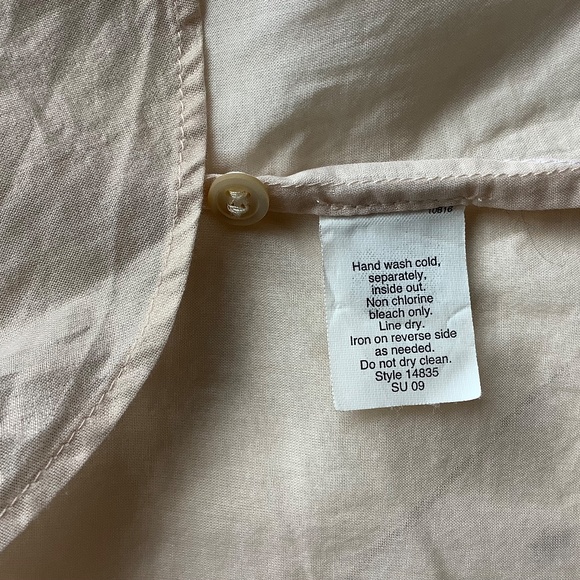 J CREW Light peach lame ruffled collar shirt Large - Picture 8 of 10